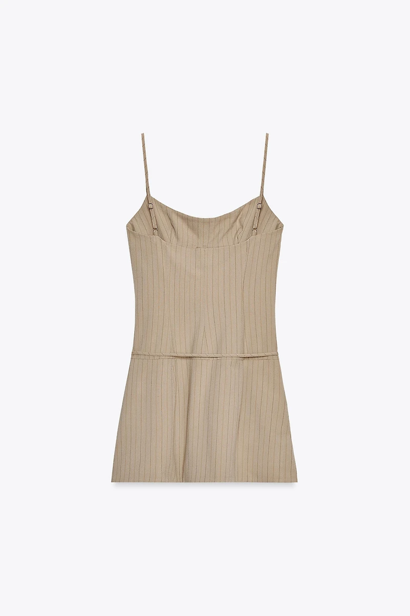 STRIPED BELTED SHORT JUMPSUIT
