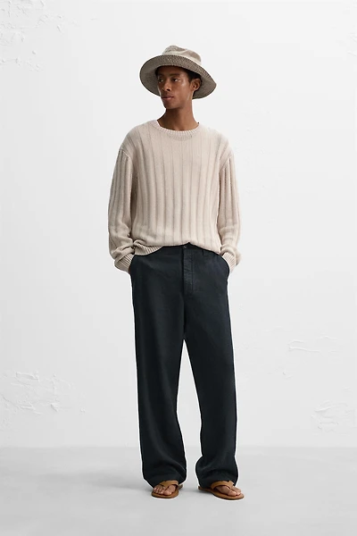 STRAIGHT FIT 100% LINEN PANTS