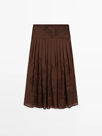 Flared floral print midi skirt