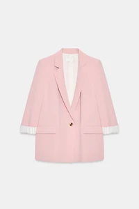 ROLL-UP SLEEVE PRINTED CUFF BLAZER