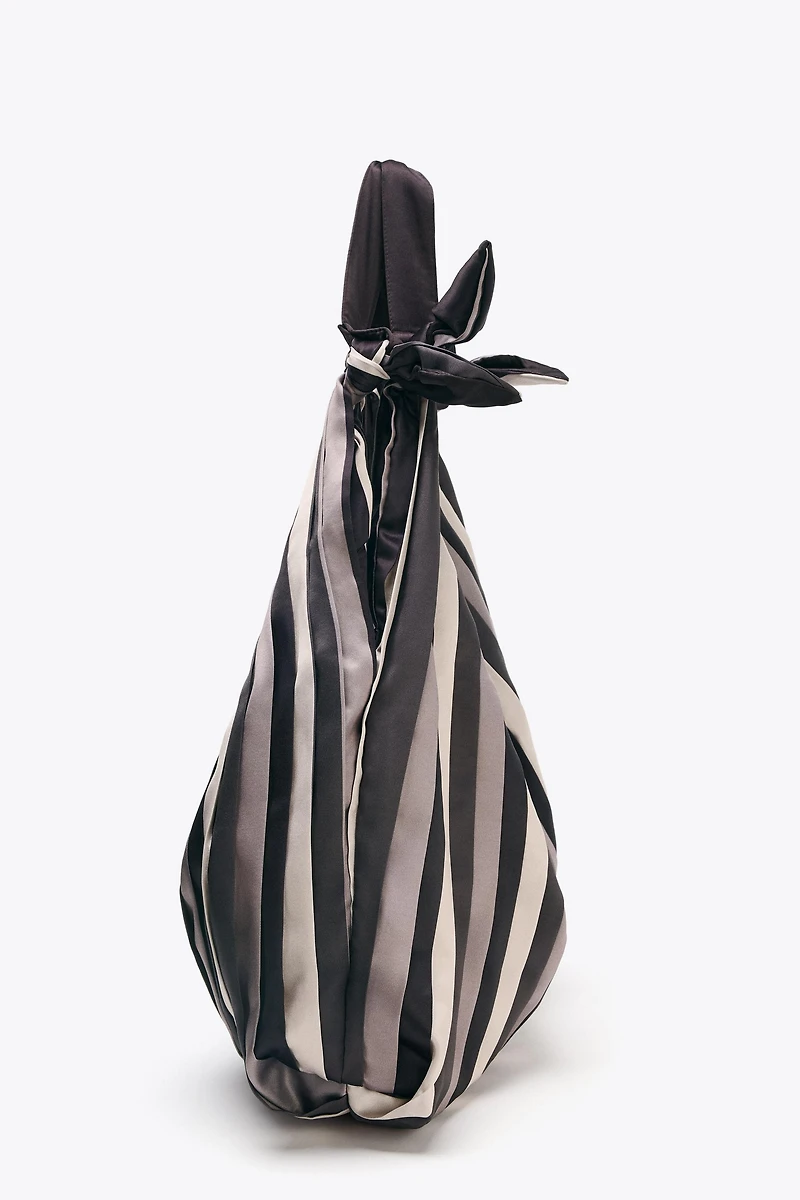 KNOTTED SATIN EFFECT MAXI BUCKET BAG