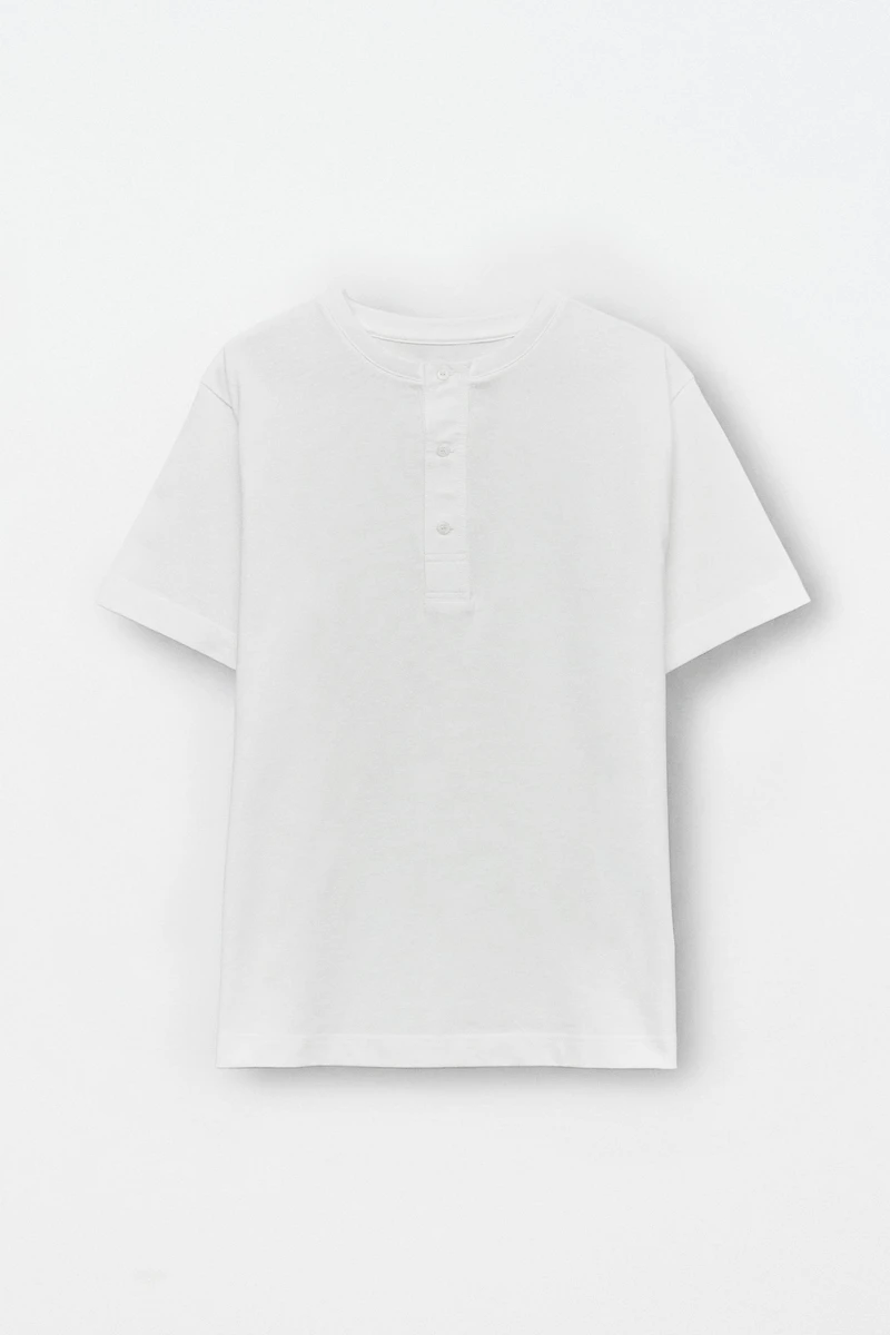 BUTTONED COTTON T-SHIRT
