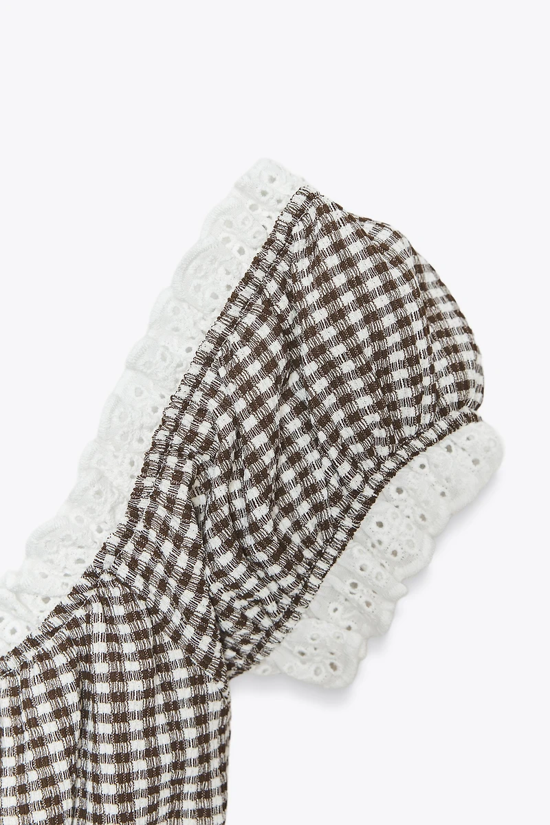 GINGHAM LACE TOP