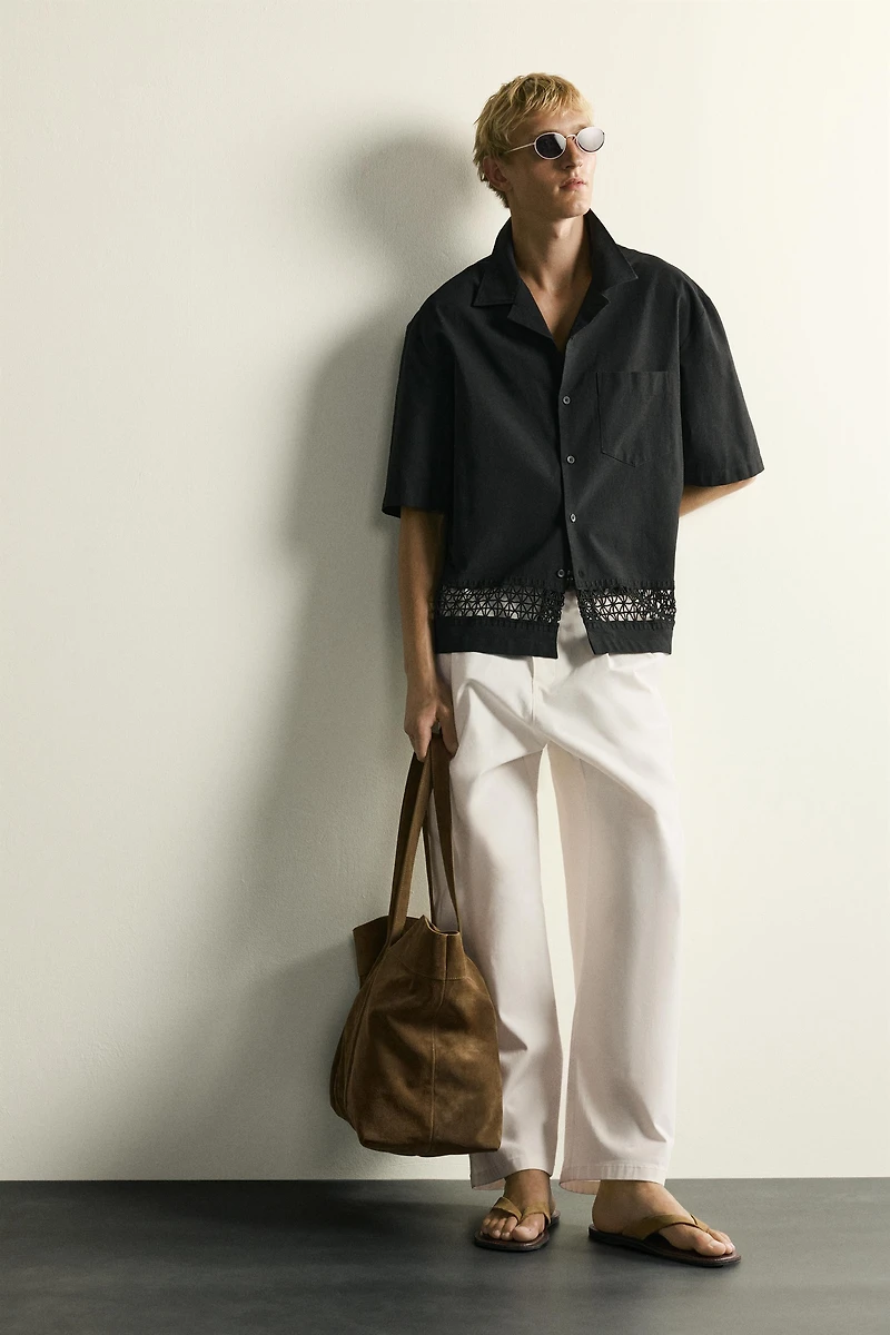 RELAXED FIT SHIRT WITH CONTRAST TRIM