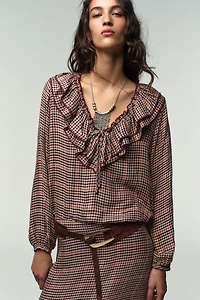 PLAID RUFFLED BLOUSE