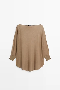 Linen blend flowing cape-style sweater