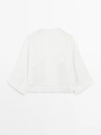Flowing linen blend blouse with seam details