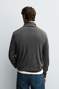 100% WOOL QUARTER-ZIP SWEATER