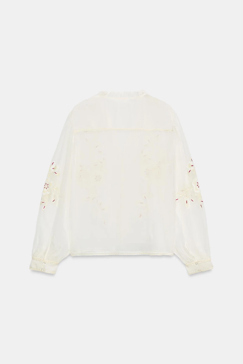 ZW COLLECTION EMBROIDERED ORGANZA SHIRT