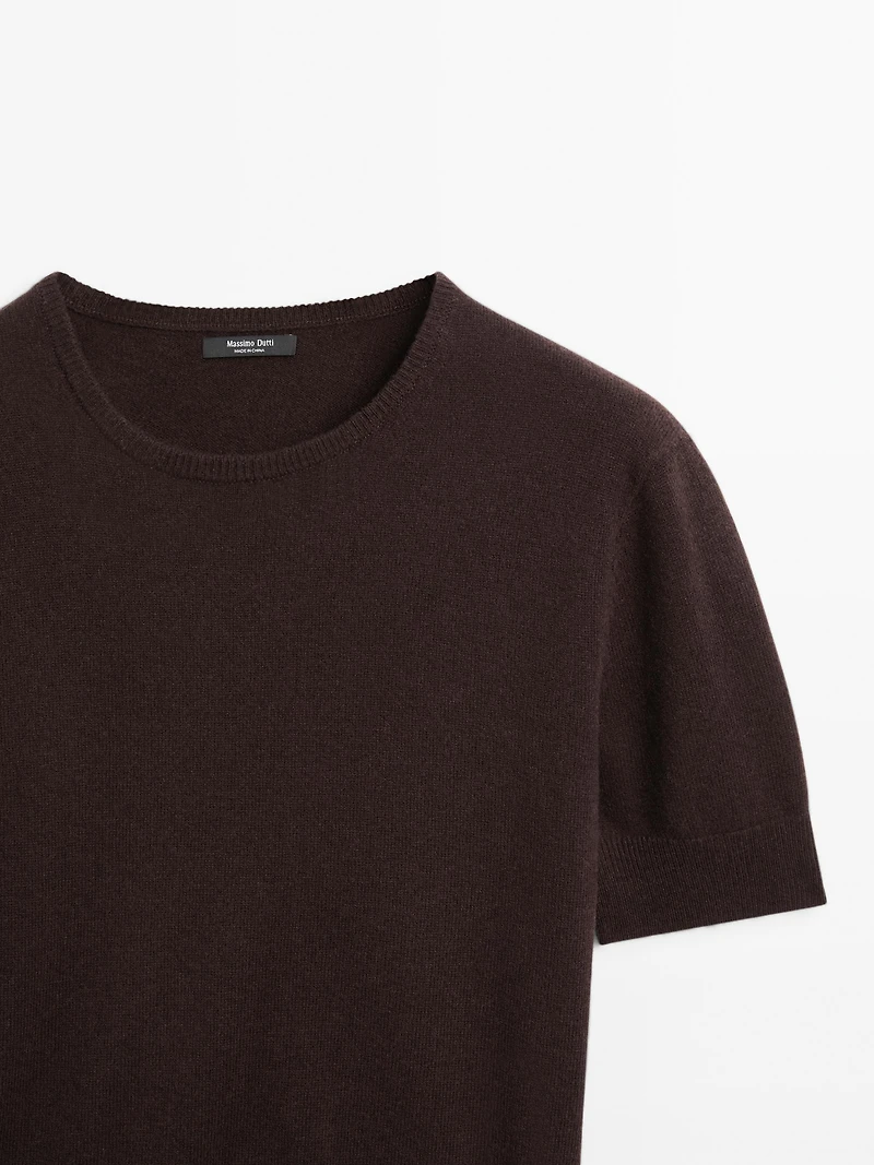 Short sleeve wool blend sweater