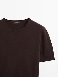 Short sleeve wool blend sweater