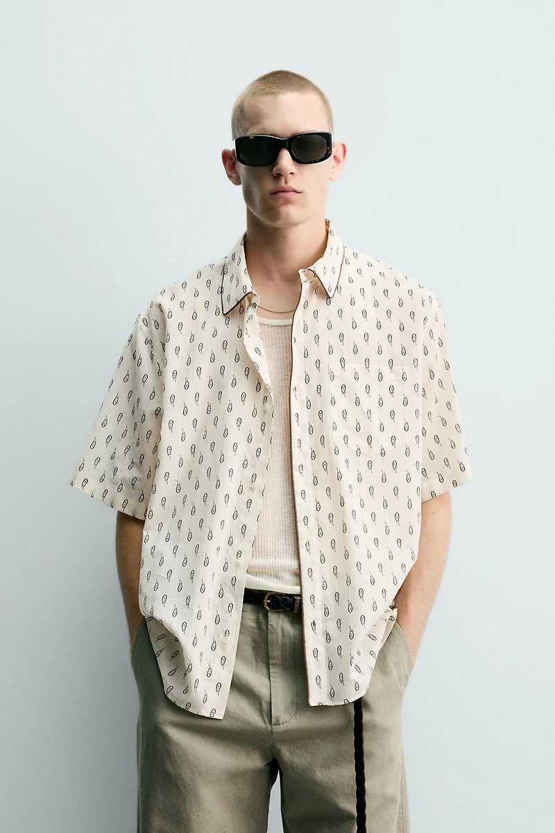 CONTRAST PAISLEY RELAXED FIT SHIRT