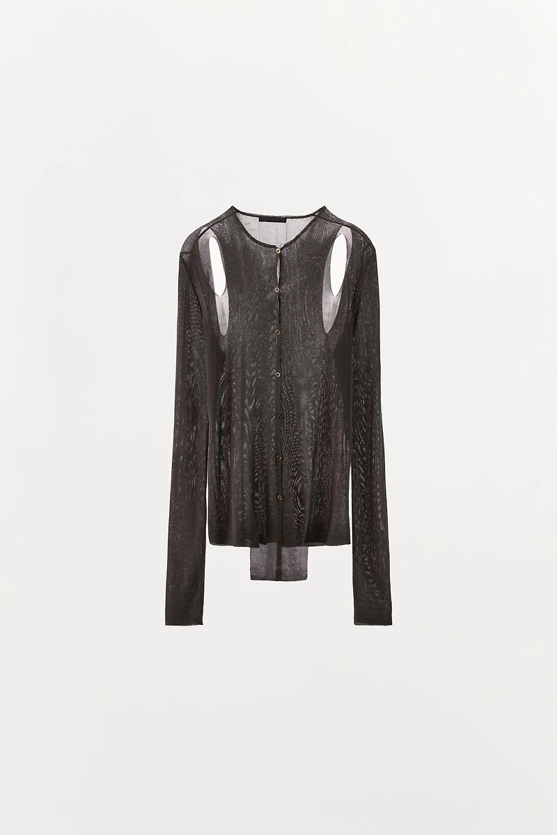FINE KNIT COLD SHOULDER TOP