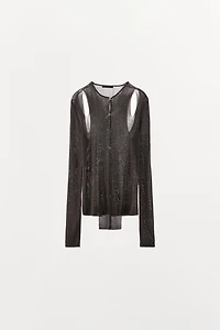 FINE KNIT COLD SHOULDER TOP