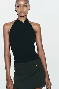 OPEN BACK HALTER BODYSUIT