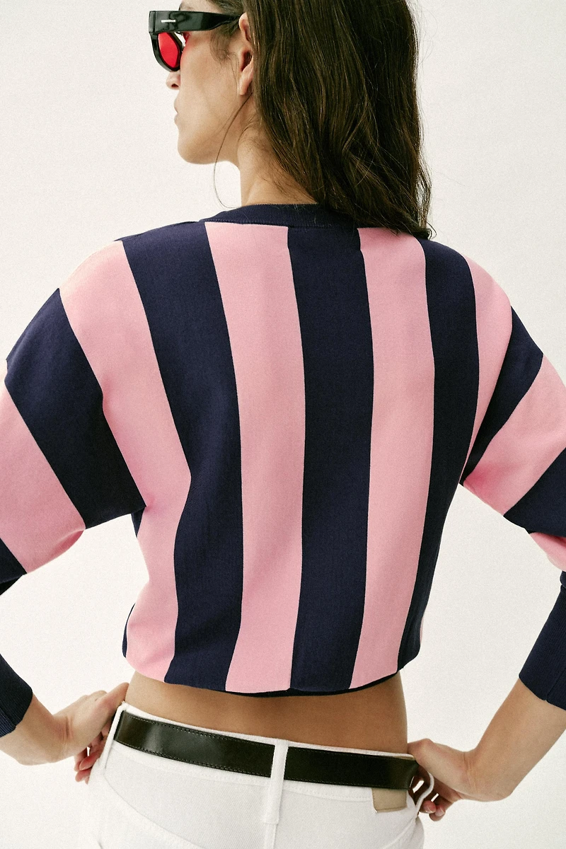 STRIPED KNIT SWEATSHIRT