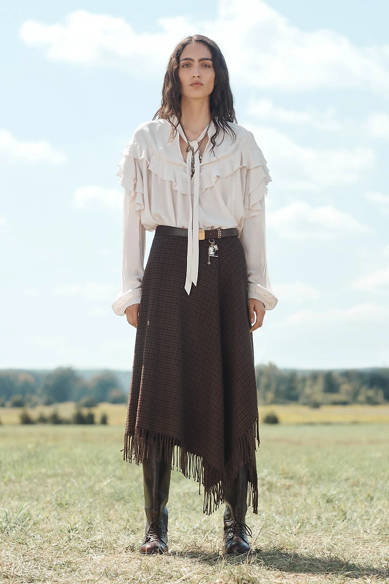 JUPE À BAS ASYMÉTRIQUE FRANGES ÉDITION LIMITÉE