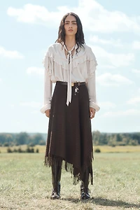 JUPE À BAS ASYMÉTRIQUE FRANGES ÉDITION LIMITÉE