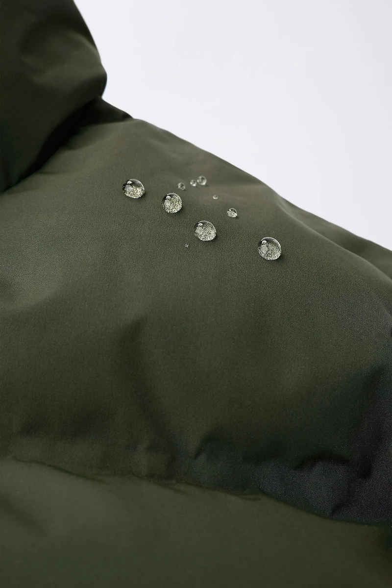 WATER REPELLENT PUFFER COAT WITH LABEL