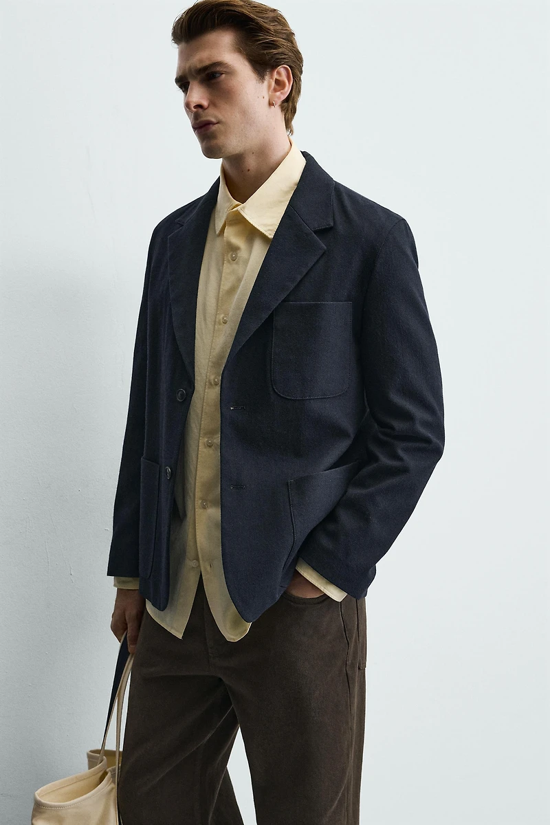 WOOL BLEND POCKET BLAZER