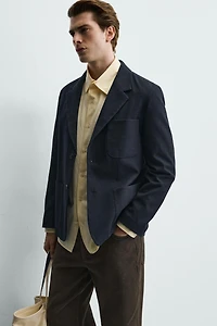 WOOL BLEND POCKET BLAZER