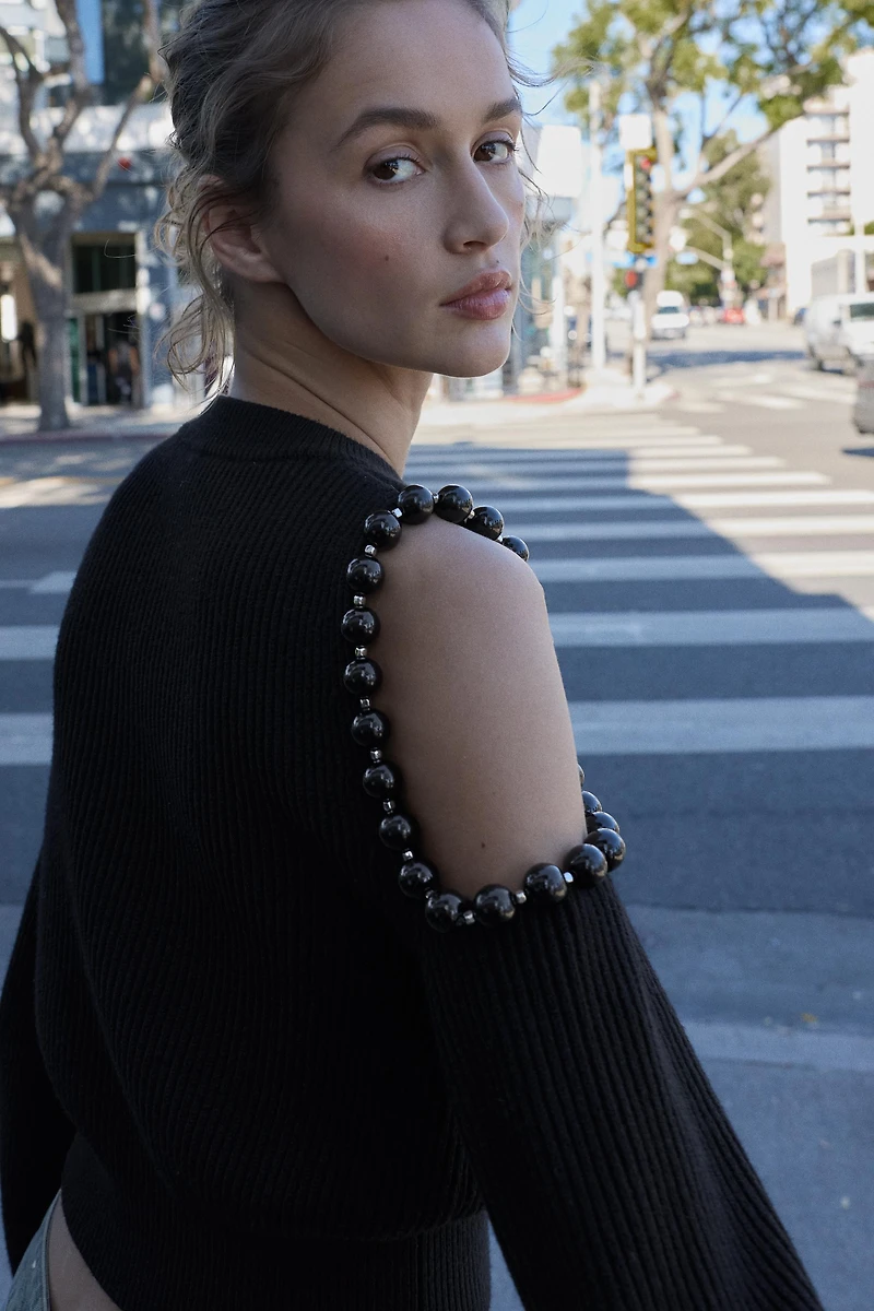 KNIT CUT OUT BALLS JUMPER