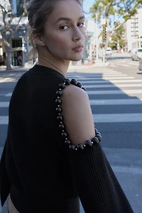 KNIT CUT OUT BALLS JUMPER