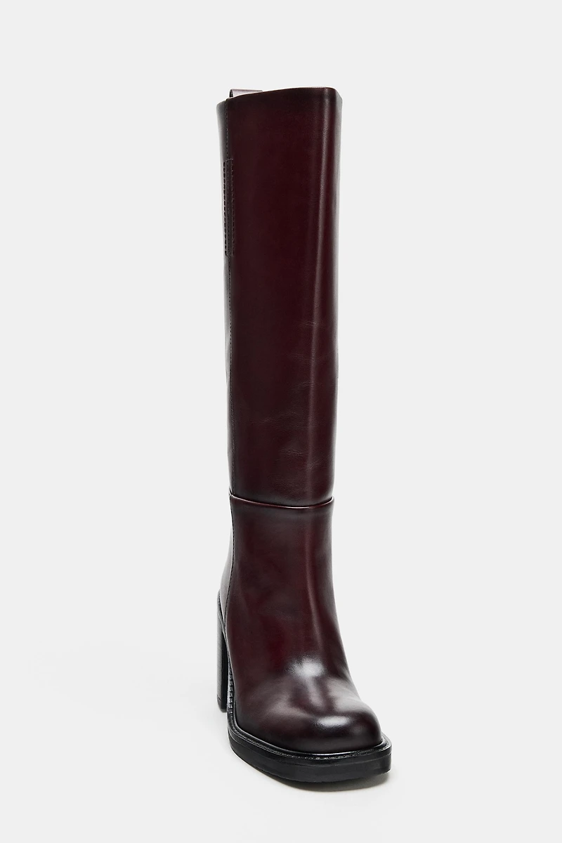 WIDE HEEL LEATHER ANKLE BOOTS