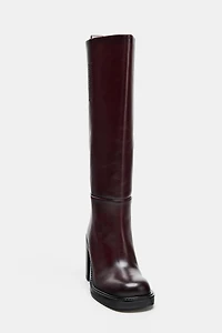 WIDE HEEL LEATHER ANKLE BOOTS