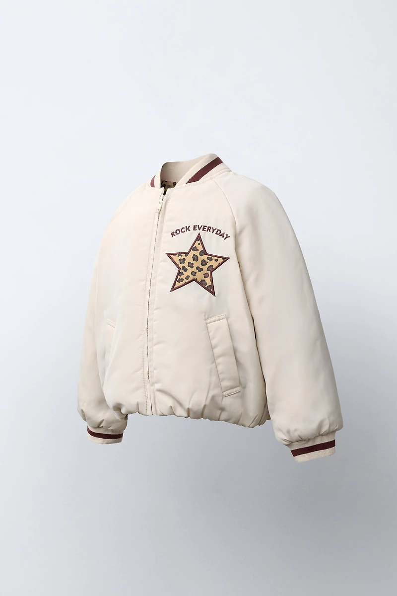 ANIMAL PRINT PATCH BOMBER JACKET