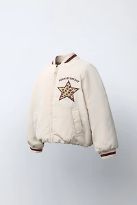 ANIMAL PRINT PATCH BOMBER JACKET