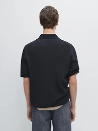 Polo en maille texturée à manches courtes