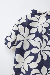 FLORAL PRINT SHIRT WITH COTTON AND LINEN