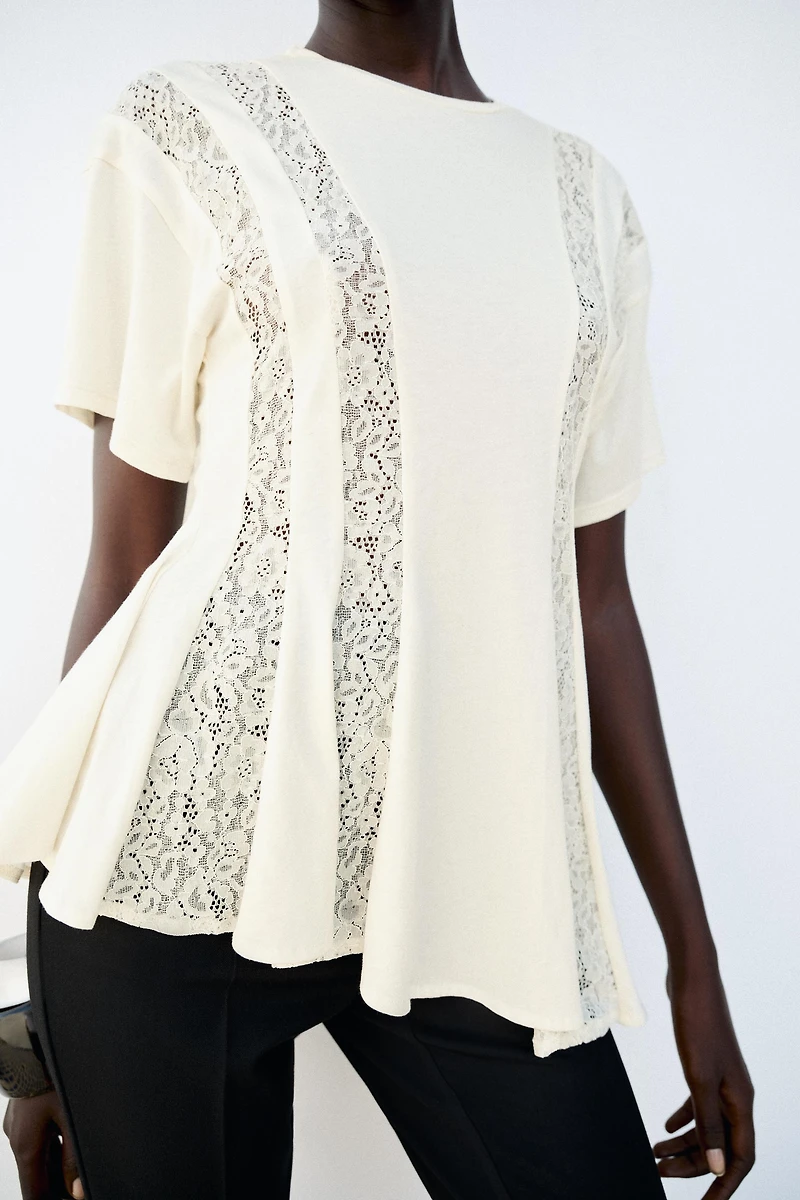 LACE COMBINATION T-SHIRT