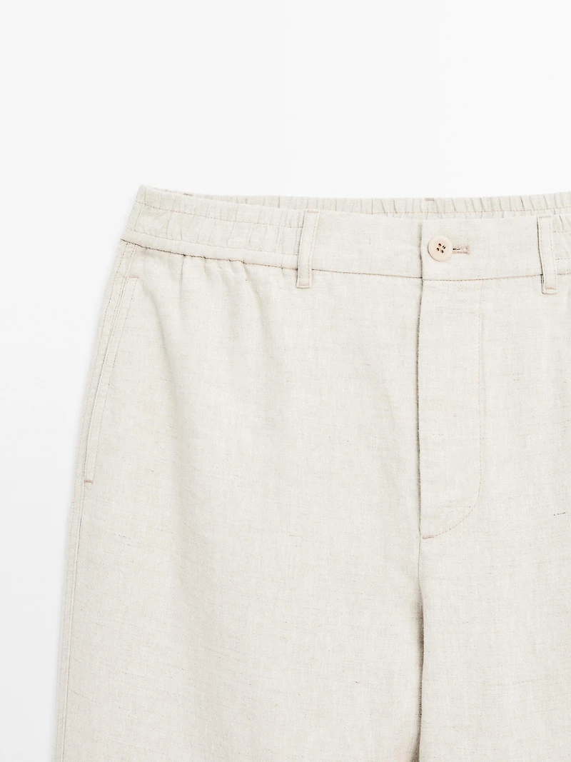 100% linen jogger fit trousers
