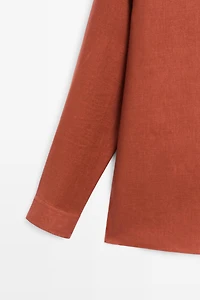 Regular fit 100% linen shirt with pocket detail