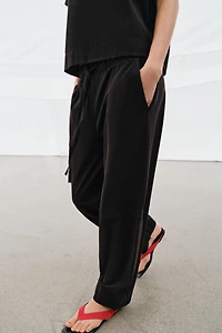 PANTALON EN COTON ÉPAIS À JAMBES LARGES