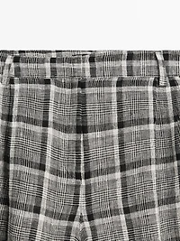 100% linen check palazzo trousers