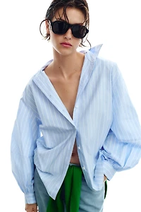 STRIPED PUFF SLEEVE SHIRT