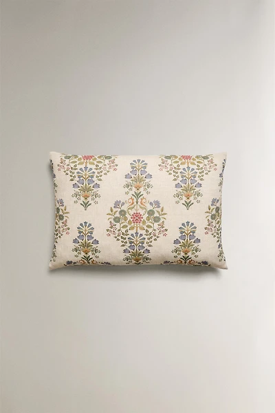 FLORAL COTTON THROW PILLOW COVER