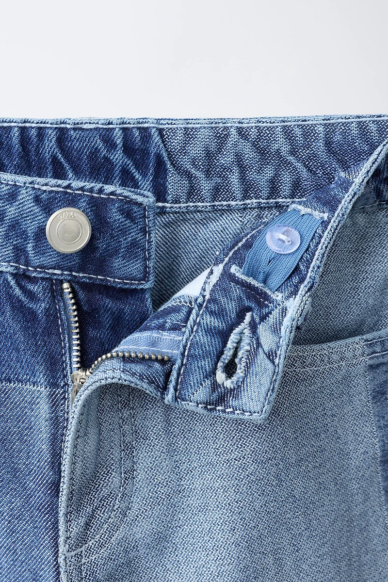 PATCHWORK WIDE LEG JEANS