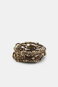 PACK OF 9 ELASTIC MIXED-METAL BRACELETS
