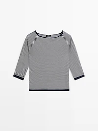 100% cotton striped knit sweater
