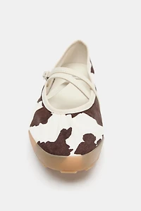 ANIMAL PRINT STRAPPY BALLET FLATS