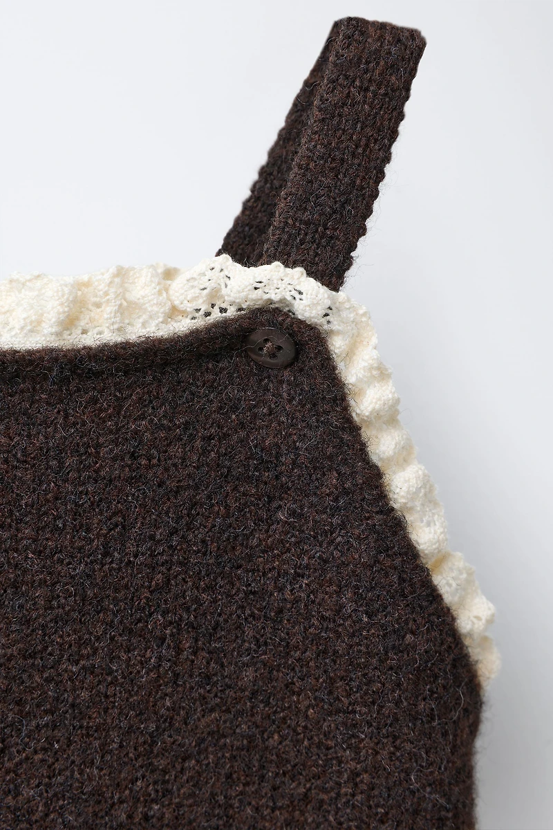 LACE KNIT ROMPER WITH WOOL
