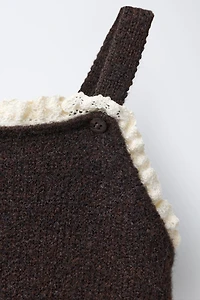 LACE KNIT ROMPER WITH WOOL