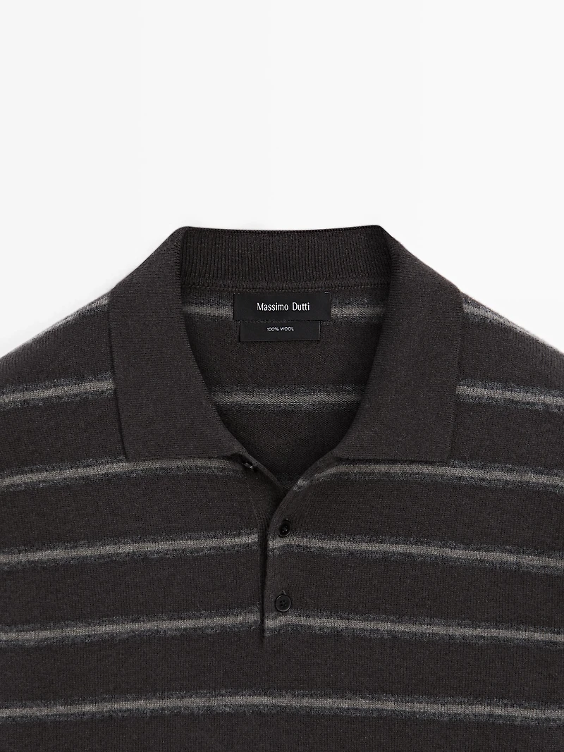 Pull polo en maille à rayures