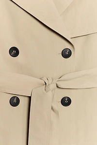 CROPPED TRENCH COAT WITH BELT AND EPAULETS