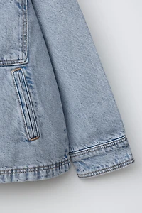 SURCHEMISE EN JEAN À CAPUCHE AMOVIBLE MOLLETON