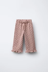 PRINTED PLUSH RUFFLE PANTS
